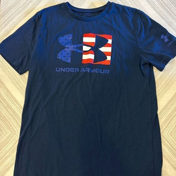Under Armour Boys Red, White & Blue Patriotic Logo T-Shirt - Size YXL - Picture 1 of 7